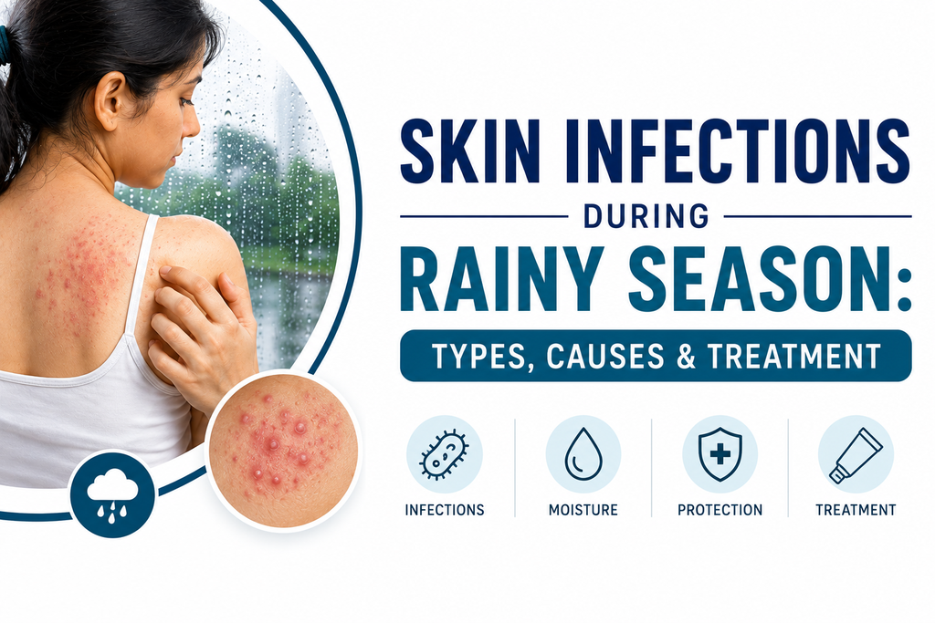 Cover image — Skin Infections During Rainy Season: Types, Causes & TreatmentMonsoon's constant humidity and dampness create the perfect environment for fu